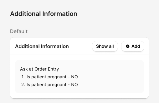 Additional Information widget, default state